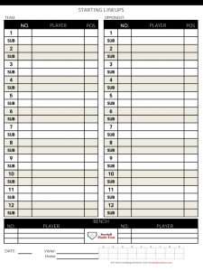 baseball position chart template